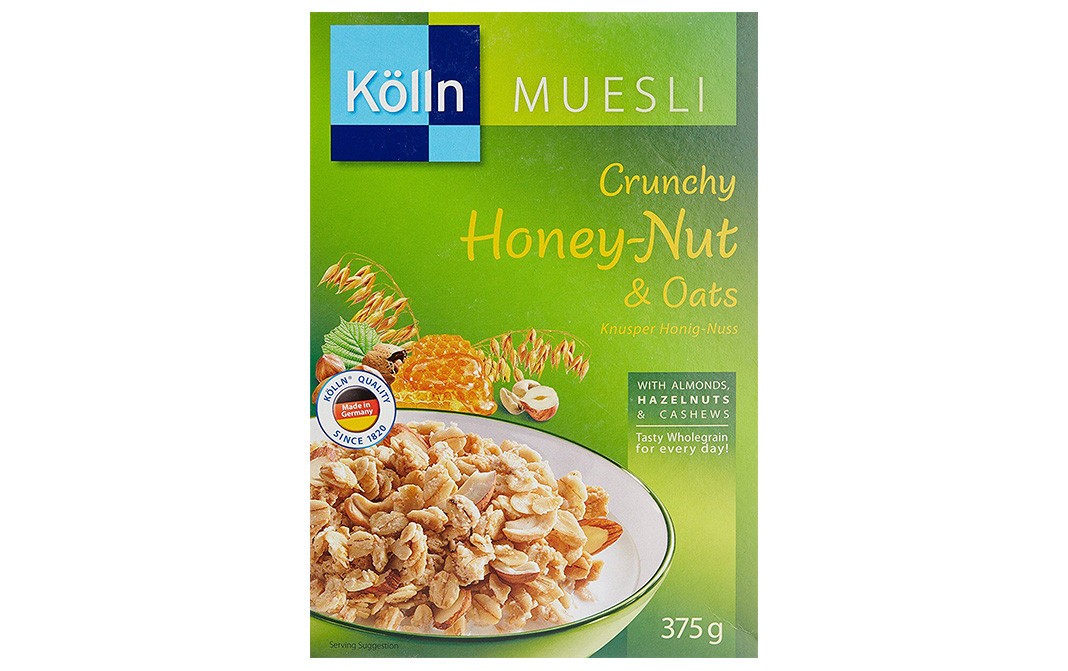 Kolln Muesli Crunchy Honey-Nut & Oats, Knusper Honig-Nuss   Box  375 grams